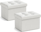 Ornavo Home Small Storage Ottoman, Foldable Collapsible Rectangle Linen Ottoman by OrnavoHome