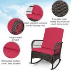 LEVELEVE 3 pcs Rocking Bistro Set Conversation Chairs PE Wicker Outdoor Rocking - Image 4