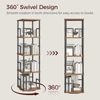 MAHANCRIS 4-Tier Rotating Bookshelf, Freestanding Corner Bookshelf, 360° - Image 5