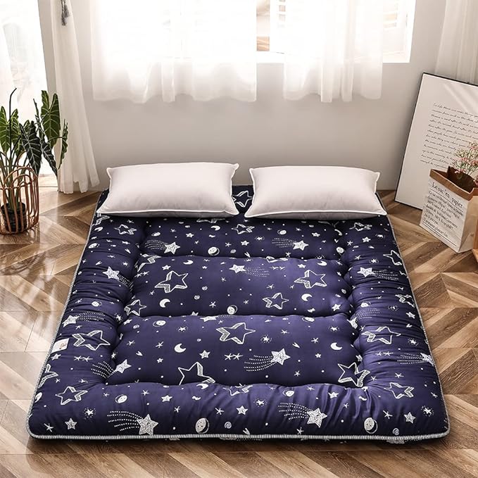 MAXYOYO Navy Star Futon Mattress Japanese Floor Mattress Tatami Floor Mat by MAXYOYO