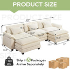 Oprisen 120" Modular Sectional Sofa, Comfy Cloud Couch Sectional Sofa - Image 2