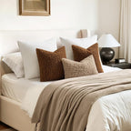 Faux Fur Throw Pillow Covers 24x24 Inch Set of 2 Boucle Neutral Decorative - Image 2