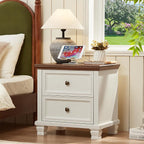 SAVOR LIFE Farmhouse Nightstand Set of 2, Rustic Low Nightstands - Image 6