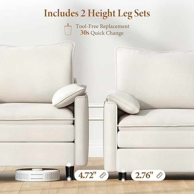 Vesgantti 108" Sectional Sleeper Sofa, 6-Seater Oversized Modular Cloud Couch - Image 3