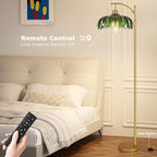 QIYIZM Glass Floor Lamp for Living Room, Mid Century Modern Brass Tall Lamp - Image 4