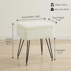 Vanity Stool Chair, Faux Teddy Fur Ottoman Foot Stool - Image 2