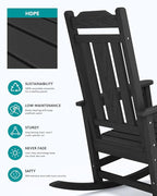 SERWALL Oversized Rocking Chair, HDPE Outdoor Rocking Chairs Set of 4, Patio - Image 7