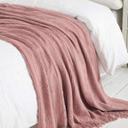 BOURINA Coral Pink Throw Blanket 50x60 Inches Throw Textured Solid Soft Sofa - Image 6