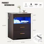 Nightstand Set of 2, Charging Bedside Table - Image 3