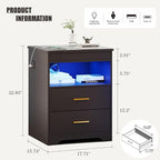 Night Stand with Gun Drawer, Charging Bedside Table with USB & Type-C Port - Image 2