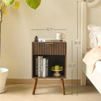 Fultyle Mid Century Modern Nightstand, Wood Bedside Table - Image 2