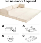 5-in-1 Convertible Sofa Bed, Corduroy Futon Couch Sleeper - Image 9