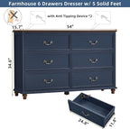 Joaxswe Farmhouse 6 Drawers Dresser - Image 2