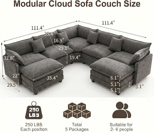111.4" V-Shaped Corner Couch Sectional - Image 2