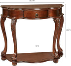 Touch of Class Eudora Natural Cherry Console Table | Half Round Wooden Vintage - Image 3