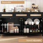 HOKYHOKY 2 Piece Rattan Sideboard Buffet Cabinet, Boho Storage Cabinet - Image 5