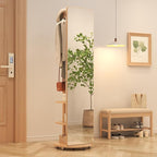 Muwuele Solid Wood Full Length Mirror Coat Rack, Floor Mirror by Muwuele
