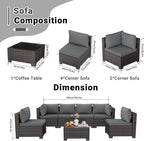 CHABATREE 7pcs Outdoor Patio Furniture Sets, Rattan Conversation Sectional Set - Image 2