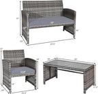 Tangkula 4 Pieces Patio Wicker Conversation Furniture Set, Patiojoy Sofa & - Image 4