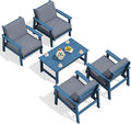 SERWALL Outdoor Patio Furniture Set, 5 Piece HDPE Patio Conversation Sets by SERWALL