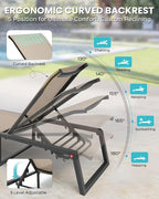 Aluminum Chaise Lounge Chair Outdoor, Foldable& No Assembly Patio Pool Lounge - Image 3