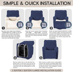 Recliner Chair Covers, 4-Piece Stretch Geometric Strokes Jacquard Reclining - Image 8