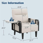 Andeworld Modern Beige Accent Chair Set of 2, PU Leather Upholstered Armchair - Image 2