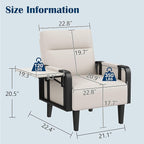 Andeworld Modern Beige Accent Chair, PU Leather Upholstered Armchair Side Chair - Image 2