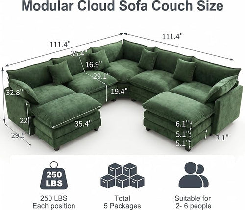 111.4" V-Shaped Corner Couch Sectional - Image 2