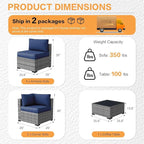 MOCHITO 5 Pieces Outdoor Patio Furniture Sets, All-Weather Sectional Sofa Grey - Image 5