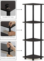 Furinno TURN-N-TUBE Corner Shelf, 4-Tier Corner Bookshelf, Display Storage - Image 5