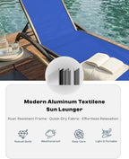 Patio Chaise Lounge Chairs Set of 4, All-Weather Aluminum Pool Loungers - Image 5