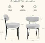 DUMOS Dining Chairs Set of 6, Mid Century Modern Chair Round Upholstered Curved - Image 2