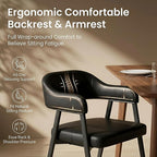 HNY Modern Dining Room Arm Chairs Set of 6, Retro Faux Leather Upholstered - Image 3