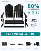 SERWALL 4 Pieces HDPE Patio Adirondack Chair Set, 2 Adirondack Chair - Image 5