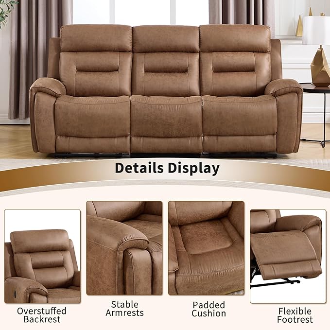 ANJ Power Oversized Reclining Sofa Couch Set of 2, Breathable Faux Leather - Image 6