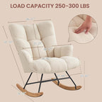 SAETSFEG Rocking Chair Nursery Teddy Upholstered Glider Rocker Rocking Accent - Image 2