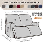 Recliner Loveseat Covers with Console, 6-Piece Stretch Geometric Strokes - Image 2