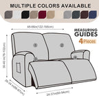 Recliner Loveseat Covers, 4-Piece Stretch Geometric Strokes Jacquard Reclining - Image 2
