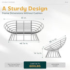 Bme Double Papasan Chair, 600lbs Capacity, Ergonomic Design, Soft Thick Cushion - Image 2