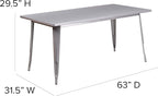 Flash Furniture Charis Commercial Grade 31.5" x 63" Rectangular Silver Metal - Image 3