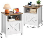 Marsail Farmhouse Nightstand Set of 2, Wood Bedside Table - Image 3