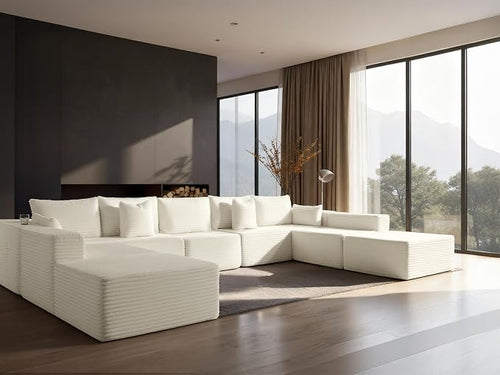 168" Cloud Sectional Couch, Comfort U Shaped Sofa by VYUXWO