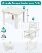 SERWALL Outdoor Dining Set for 4, HDPE Square Table and Chairs Set All Weather - Image 2