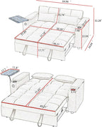hansones 65'' 3-in-1 Folding Convertible Sofa Bed, Pullout Sofa, Modern - Image 2