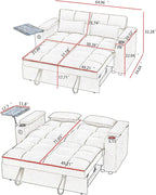 hansones 65'' 3-in-1 Folding Convertible Sofa Bed, Queen Size Pullout Sofa - Image 2