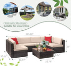 Devoko 7 Pieces Outdoor Sectional Sofa Patio Furniture Sets Manual Weaving - Image 6