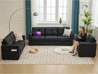 TYBOATLE Black Faux Leather Sofa Sectional Couches - Image 9