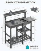 SERWALL Outdoor Potting Bench 2-Piece Set, Rot-Resistant HDPE Potting Table - Image 3