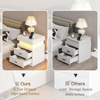 ChooChoo LED Nightstand Set of 2, Smart Night Standwith Charging Station and - Image 5